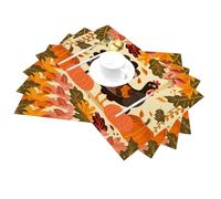 Set di 4 tovagliette in vinile resistenti al calore, lavabili e lavabili, in PVC, per feste, cucina, tavoli da pranzo
