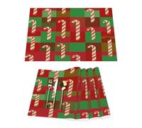 Set di 4 tovagliette natalizie in vinile rosso e verde, per tavoli da pranzo, tovagliette da cucina, resistenti al calore, lavabili, in PVC