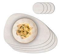 Set di 4 tovagliette ovali con sottobicchieri in vetro, per tavolo da pranzo e cucina, beige mélange, sottobicchieri in PVC resistenti al calore, lavabili