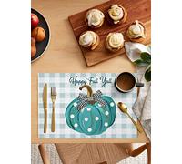 Set Di 4 Tovagliette Polka Dots Teal Pumpkin Green Buffalo Plain Ecosostenibile Sottobicchieri Lavabili Tovagliette Cucina Per Tavola Caffè 30X45cm