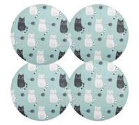Set di 4 tovagliette rotonde con simpatici gatti, tovagliette rotonde per tavolo da pranzo e cucina, 38 cm