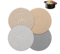 Set di 4 tovagliette rotonde da 20 cm, in filo di cotone, 4 colori per teiera, sottopentola per pentola, supporto per pentole calde, presine per cucina, ciotole, pentole e