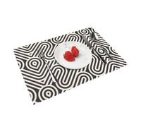 Set di 4 tovagliette stampate nere con texture curva, 30,5 x 45,7 cm, adatte per cucina e sala da pranzo