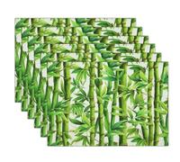 Set di 4 Tovagliette Verde, Tovaglietta Americane in Cotone E Lino Foresta Di Bambù, Lavabili Sottopiatto Piante Ad Acquerello per Sala Da Pranzo Tavolo Da Cucina Partito, 45x30cm