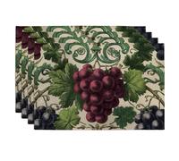 Set di 4 tovagliette vintage con vendemmia autunnale, colore: bordeaux e verde, per sala da pranzo, antiscivolo, lavabili, per interni ed esterni, tovagliette decorative per feste