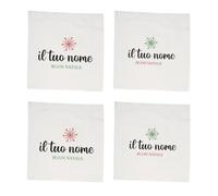 Set di 4 Tovaglioli Personalizzati per Eventi, Cotone Bianco personalizzata con nome data Idea Regalo Natale Amici Sposi Tavola Cucina Arredo Addobbi Decorazioni Natalizie