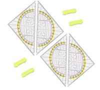 Set di 4 triangoli geo flessibili con manico, triangolo da disegno in plastica trasparente da 16 cm, misuratore angolare e righello per scuola e ufficio, ideale per disegno tecnico, matematica e arte
