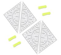 Set di 4 triangoli geo flessibili con manico, triangolo da disegno in plastica trasparente da 22 cm, misuratore angolare e righello per scuola e ufficio, ideale per disegno tecnico, matematica e arte