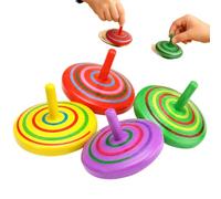 Set di 4 trottole colorate classiche in legno | Giocattolo antistress, 4 pezzi, colore casuale