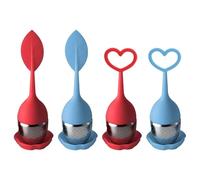 Set di 4 uova da tè, uovo da tè, uova da tè, uova da tè in silicone, leaf love, colino da tè, con manico lungo, accessori per la preparazione del tè