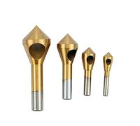 Set di 4 Utensili per sbavare svasatori, svasatore in Titanio, Punta per Trapano, taglierina per Fori, Strumento per smussare Metallo per Metallo, Legno, Alluminio, Ferro, Piastra in plastica