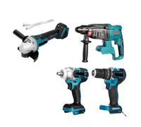 Set Di 4 Utensili Senza Spazzole 172 Trapano Elettrico + Avvitatore A Percussione 2in1 + Smerigliatrice Angolare Lucidatura Rettifica + Trapano A Percussione Elettrico Coppia Elevata(No battery)