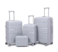Set di 4 valigie da viaggio con ruote, valigia rigida, grande, impermeabile, per uomo e donna, silenziosa, resistente ai graffi, grigio, Bagagli con ruote Spinner