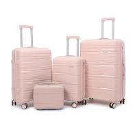 Set di 4 valigie da viaggio con ruote, valigia rigida, grande, impermeabile, per uomo e donna, silenziosa, resistente ai graffi, rosa, Bagagli con ruote Spinner