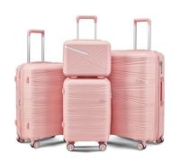 Set di 4 Valigie in Polipropilene, Viaggio e Vacanze, Rosa, 4 Pezzi