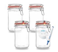 Set di 4 vasetti da 1150 ml, adatti come vasetti per conserve e fermentazione, per conservare, riempire, barattoli vuoti con staffa metallica - Made in Germany