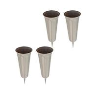 Set di 4 vasi commemorativi a cono per cimitero, per fiori artificiali freschi, con pali staccabili, in plastica resistente alle intemperie, set da 4 pezzi, grigio chiaro