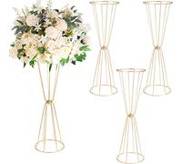Set di 4 vasi dorati per matrimoni, centrotavola in metallo, altezza 60 cm, supporti geometrici per fiori per feste di nozze, centrotavola decorativi