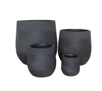 Set di 4 vasi Peonia in Fibra sintetica Grigio scuro