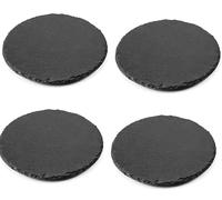 Set di 4 Vassoio Piatto rotondo in Ardesia Nero 30 cm Pietra Naturale per Sushi