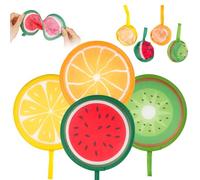 Set di 4 ventagli pieghevoli, scomparti rotondi, portatili, pop-up con motivo frutta, scomparti estivi per frutta, per raffreddamento, matrimonio e decorazione per la casa, festival, feste