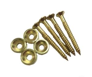 Set di 4 viti di montaggio e boccole per chitarra elettrica e basso, kit hardware con giunti in metallo con ghiere da 14 mm, parti di riparazione color argento per collegamento del corpo dello