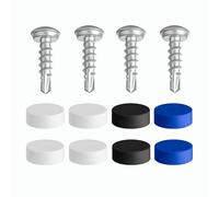 Set di 4 viti per targa con punta per trapano, con tappi per targa, 5 x 19 mm, viti di fissaggio per targa, con tappi di copertura [discreti, sicuri, legali]