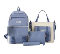 Set di 4 zaini per bambini include una borsa da scuola in tela blu un astuccio una borsa da studio e a tracolla. Zaini di capacità con multitasche.
