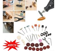Set di 40 accessori per utensili rotanti con mandrino in gomma per la lavorazione del metallo e del legno
