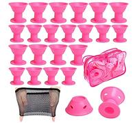 Set di 40 bigodini per capelli in silicone termico per acconciature, bigodini grandi e piccoli, rosso/blu, strumento per la casa