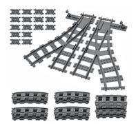 Set di 40 binari ferroviari da costruzione, set di espansione per città, binari compatibili con leader di mercato, cross track, guide dritte, curve, regalo per ragazze e ragazzi
