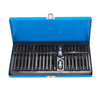 Set di 40 bussole esagonali e dodici angolari in acciaio al cromo vanadio, con custodia soffiata, trasparente, misura Mar