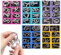 Set di 40 giochi di aglio 3D, in metallo, puzzle IQ per studenti, giochi di pazienza e puzzle ad anello, giochi per promuovere la logica (viola, verde, giallo, rosa, blu)