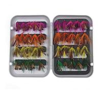 Set di 40 mosche secche per pesca a mosca a farfalla, in colori misti, con ami affilati, impermeabili, galleggianti, per pesca alla trota, salmone e spigola