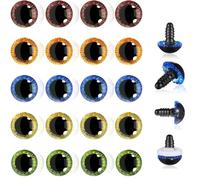 Set di 40 occhi di sicurezza colorati all'uncinetto, 15 mm, occhi di sicurezza glitterati 3D, in plastica, con rondelle, 5 colori, per la realizzazione di burattini all'uncinetto