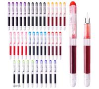 Set di 40 penne stilografiche usa e getta, punta fine da 0,5 mm, inchiostro liscio ad asciugatura rapida, 8 colori vivaci, capacità 2,2 g, strumenti di scrittura calligrafica per principianti, diario