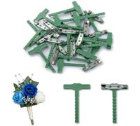 Set di 40 spille da asola per matrimonio, colore: verde | Plastica, geometria compatta, confezione da 40, verde tinta unita, design per spille da asola, accessori per abiti da sposa