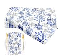 Set di 40 tovaglioli natalizi a forma di fiocchi di neve blu inverno Wonderland Paper Napkins tovaglioli di carta per feste, tovaglioli, feste, set di decorazioni da tavola per l'inverno