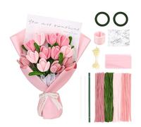 Set di 400 detergenti per pipa per fai da te, 4 colori, per fai da te, con filo di fiori, nastro per fiocchi, stami per bouquet, fai da te (rosa)