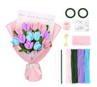 Set di 400 detergenti per pipa per fai da te, 4 colori, per fai da te, con filo di fiori, nastro per fiocchi, stami per bouquet, fai da te (viola)