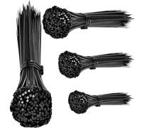 Set di 400 fascette stringicavo nero, 100/150/200/300 mm, resistenti ai raggi UV, autobloccanti per interni ed esterni, ideali per gestione dei cavi, giardinaggio, casa, officina, garage