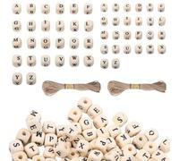 Set di 400 perline con lettere in legno, con foro, fai da te