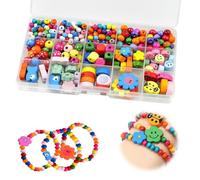 Set di 400 perline di legno colorate da infilare, Fai Da Te Loom Bands Kit con Accessori，Starter kit di elastici, Regalo per Ragazze e Ragazzi, Braccialetti Elastici Colorati per Bracciale Loom Bands