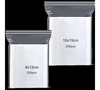 Set di 400 sacchetti con chiusura a pressione, richiudibili, 8 x 12, 10 x 15 cm, con chiusura lampo, sacchetto di plastica trasparente in polietilene, sacchetti di plastica con chiusura lampo
