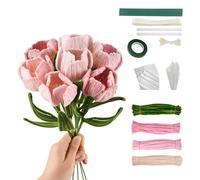 Set di 400 spazzole per pipa per fai da te, 4 diversi colori, detergente per tubi, fiori fai da te con filo di fiori, nastro crespo, carta floreale con nastro regalo, stami per regali fai da te (rosa)