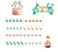 Set di 41 decorazioni per torte di compleanno con dinosauri, decorazione per muffin, decorazione per cupcake per bambini, può essere utilizzato per feste a tema