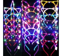 Set di 42 fasce a LED che si illuminano al buio, 14 fasce luminose in stile unicorno, 14 orecchie di gatto carine, 14 orecchie da coniglietto di coniglio, decorazioni per feste, regalo di compleanno