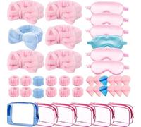 Set di 42 forniture per feste termali, confezione regalo per pigiama da sera, con astuccio, maschere, fascia (5 rose + 1 blu)