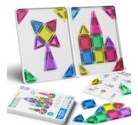 Set di 42 mattonelle magnetiche da viaggio per bambini, portatili, da viaggio, mini piastrelle magnetiche, giocattoli magnetici, scatola da costruzione montessori, giocattolo regalo per bambini di 3+