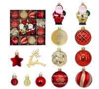 Set di 44 palline di Natale, 3 cm, classiche decorazioni per albero di Natale con lacci, infrangibili, in plastica, leggere e riutilizzabili, per decorazioni di Natale, interni ed esterni (E)